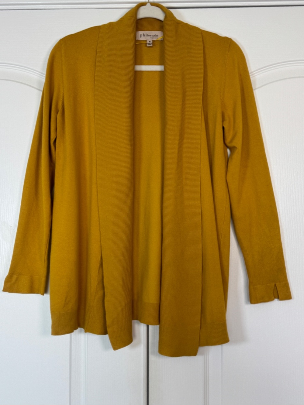 Philosophy Open Front Cardigan Mustard Yellow Draped Size Medium VGUC